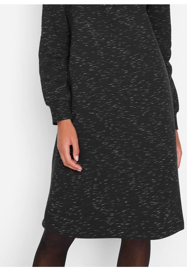 bonprix - Sukienka dresowa ze stójką. Typ kołnierza: kołnierzyk stójkowy. Kolor: czarny. Materiał: dresówka