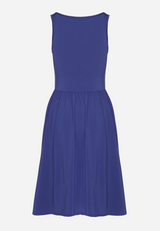 Born2be - Niebieska Sukienka z Wiskozą o Rozkloszowanym Kroju Edivane. Okazja: na co dzień. Kolor: niebieski. Materiał: wiskoza. Długość rękawa: na ramiączkach. Sezon: wiosna, lato. Typ sukienki: rozkloszowane. Styl: casual