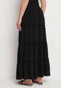 Born2be - Czarna Spódnica o Rozkloszowanym Kroju z Falbankami i Gumką w Talii Dovinala. Okazja: na co dzień. Kolor: czarny. Styl: klasyczny, elegancki, casual #3