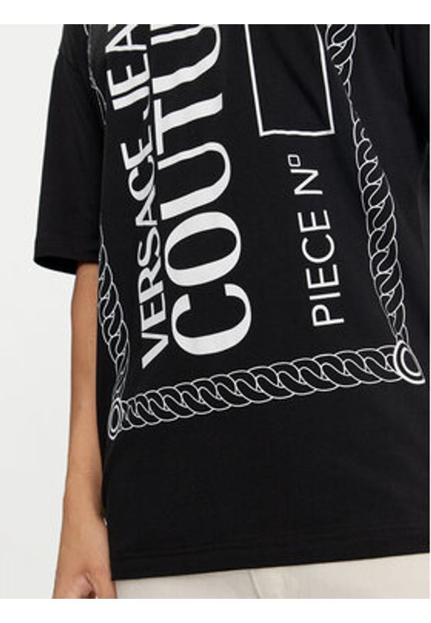 Versace Jeans Couture T-Shirt 76GAHE04 Czarny Regular Fit. Kolor: czarny. Materiał: bawełna