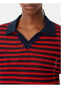 TOMMY HILFIGER - Tommy Hilfiger Polo Pointelle WW0WW50060 Czerwony Regular Fit. Typ kołnierza: polo. Kolor: czerwony. Materiał: syntetyk #3