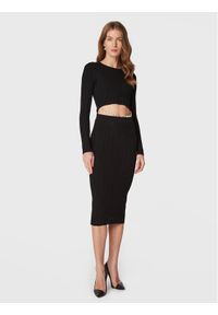 Elisabetta Franchi Sukienka dzianinowa AM-83S-27E2-V360 Czarny Slim Fit. Kolor: czarny. Materiał: dzianina, wiskoza