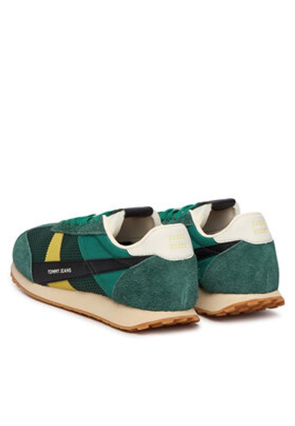 Tommy Jeans Sneakersy Retro Runner Archive Open Mesh EM0EM01715 Zielony. Kolor: zielony. Materiał: zamsz, skóra