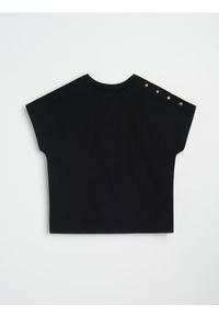 Sinsay - Bluzka z ozdobnymi guzikami - czarny. Kolor: czarny