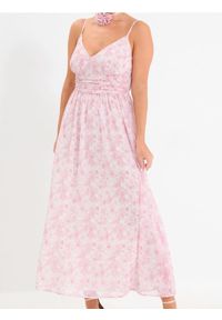 Sinsay - Sukienka midi w kwiaty z marszczeniami - wielobarwny. Wzór: kwiaty. Długość: midi #1