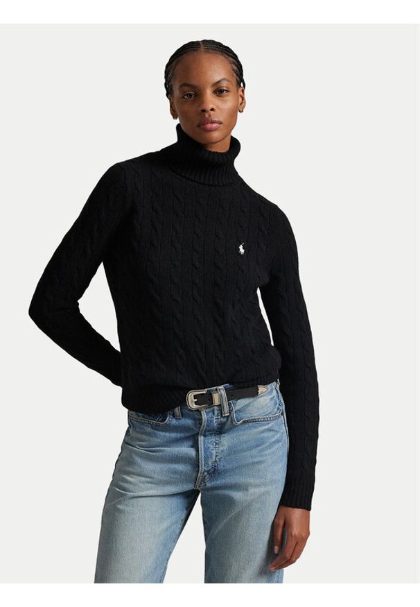 Polo Ralph Lauren Golf 211888686001 Czarny Regular Fit. Typ kołnierza: golf, polo. Kolor: czarny. Materiał: wełna