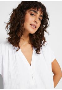 bonprix - Bluzka muślinowa z krótkim rękawem, z czystej bawełny. Typ kołnierza: dekolt w serek. Kolor: biały. Materiał: bawełna. Długość rękawa: krótki rękaw. Długość: krótkie #2