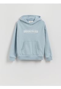 Reserved - Bawełniana bluza oversize - jasnoniebieski. Kolor: niebieski. Materiał: bawełna
