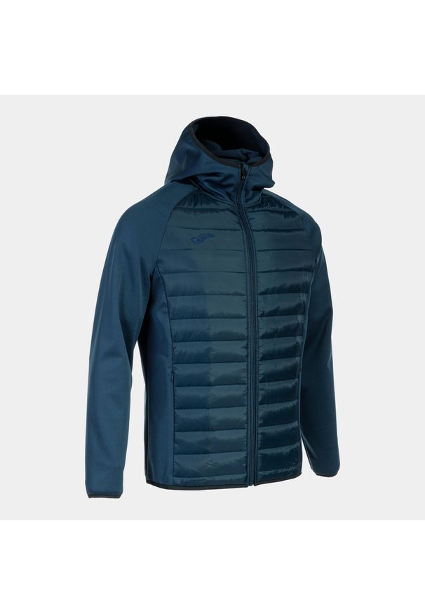 Kurtka wodoodporna z kapturem Joma Berna III. Typ kołnierza: kaptur. Kolor: niebieski. Sport: fitness, piłka nożna