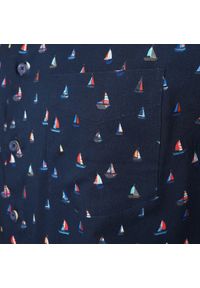 Granatowa Koszula o Prostym Kroju w Żaglówki - Pako Jeans. Okazja: na co dzień. Kolor: niebieski. Materiał: wiskoza, bawełna. Styl: casual #6