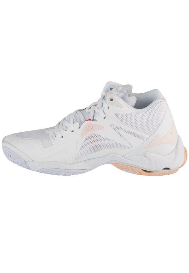 Buty siatkarskie damskie Mizuno Wave Lightning Z8 Mid. Kolor: biały, wielokolorowy, różowy. Model: Mizuno Wave. Sport: siatkówka