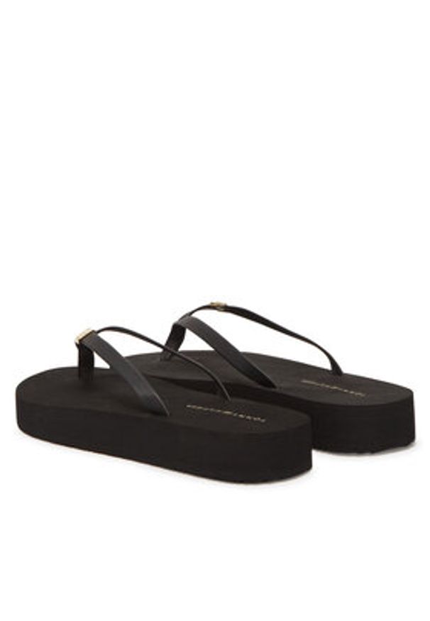 TOMMY HILFIGER - Tommy Hilfiger Japonki Elevated Chic Beach Sandal FW0FW08523 Czarny. Kolor: czarny. Materiał: skóra