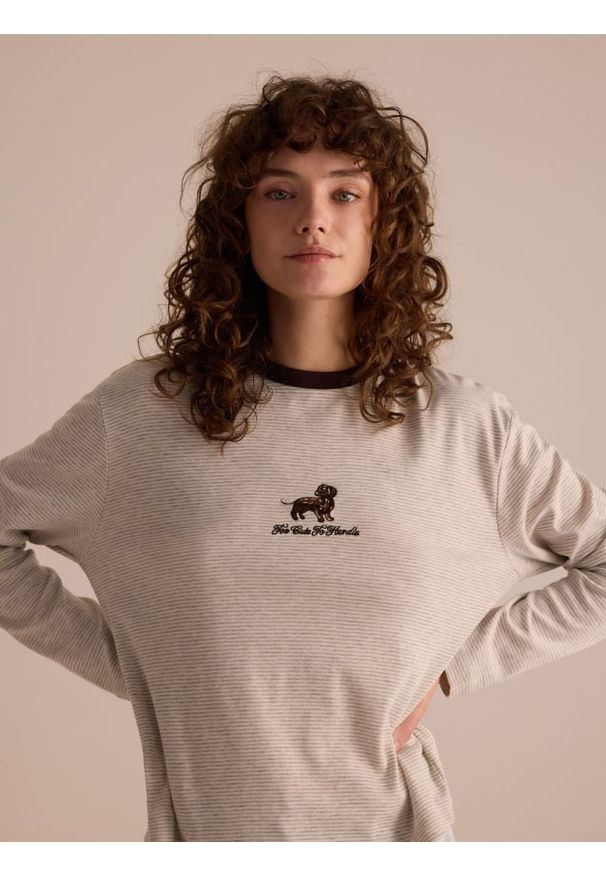 Reserved - Longsleeve w paski - wielobarwny. Materiał: bawełna, dzianina. Długość rękawa: długi rękaw. Wzór: paski