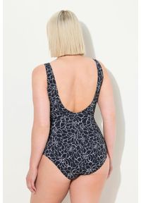 ULLA POPKEN - Damski Kostium kąpielowy kwiaty bez miękkich miseczek. Kolekcja: plus size. Kolor: czarny. Materiał: poliester. Wzór: kwiaty