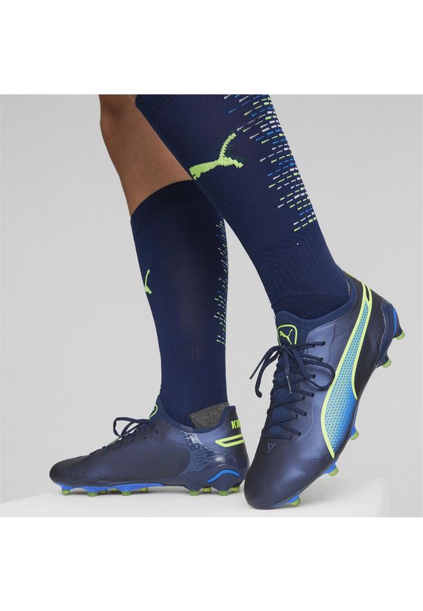 Buty piłkarskie męskie Puma King Ultimate Fg ag. Kolor: niebieski. Materiał: materiał, syntetyk. Sport: piłka nożna