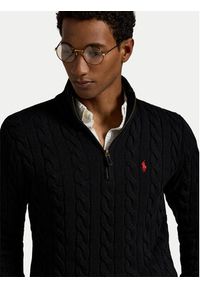 Polo Ralph Lauren Sweter 710810841006 Czarny Regular Fit. Typ kołnierza: polo. Kolor: czarny. Materiał: bawełna #3