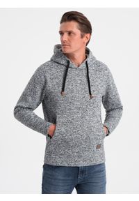 Ombre Clothing - Bluza męska nierozpinana kangurka z kapturem - szary melanż V1 - Rozmiar: XXL. Okazja: na co dzień. Typ kołnierza: kaptur. Kolor: szary. Materiał: poliester. Wzór: melanż. Styl: casual, sportowy, elegancki