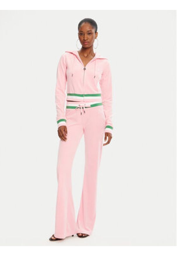 Juicy Couture Bluza Velour Crop JCWAS225351 Różowy Regular Fit. Kolor: różowy. Materiał: syntetyk, welur