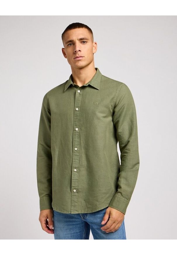 Lee - LEE PATCH SHIRT MĘSKA KOSZULA ELEGANCKA LOGO OLIVE GROVE 112350072. Styl: elegancki