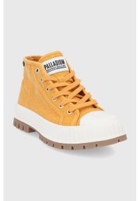Palladium Trampki damskie kolor żółty. Nosek buta: okrągły. Zapięcie: sznurówki. Kolor: żółty. Materiał: guma #3