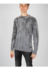 Takeshy Kurosawa Sweter | 83063 | Maglia Treccia Sfumata | Mężczyzna | Szary. Okazja: na co dzień. Kolor: szary. Materiał: bawełna, poliamid, wełna. Wzór: ze splotem, aplikacja. Styl: casual