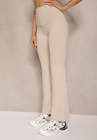 Renee - Beżowe Spodnie Dzwony High Waist Odavia. Okazja: na co dzień. Stan: podwyższony. Kolor: beżowy. Styl: elegancki, casual #3