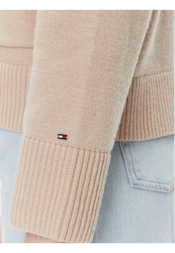 TOMMY HILFIGER - Tommy Hilfiger Kardigan WW0WW39922 Beżowy Relaxed Fit. Kolor: beżowy. Materiał: wełna, syntetyk