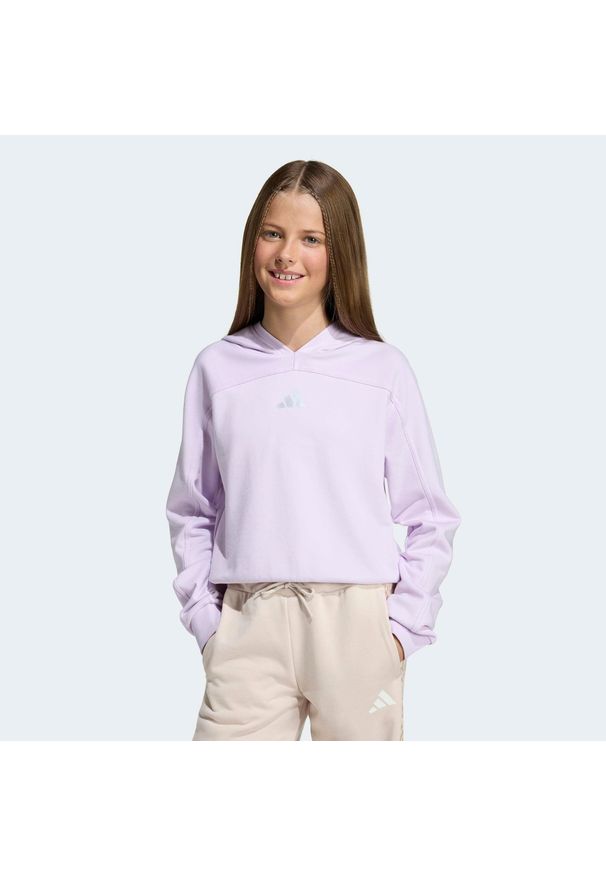 Adidas - Bluza dziecięca ADIDAS z kapturem. Typ kołnierza: kaptur. Kolor: różowy. Materiał: materiał. Wzór: paski. Sport: joga i pilates