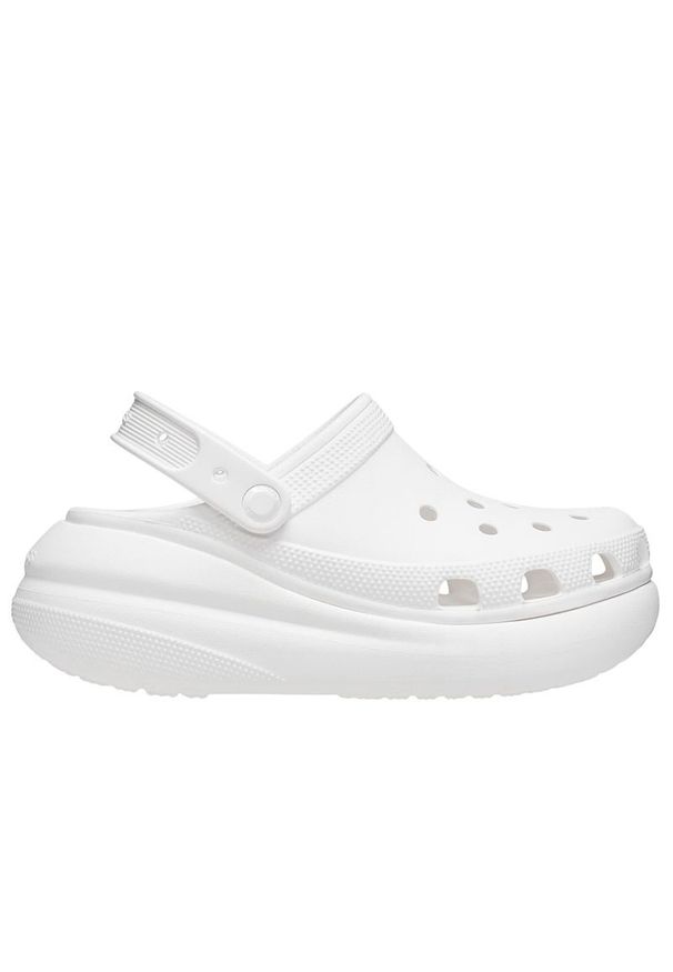 Klapki Crocs Classic Crush Clog 207521-100 - białe. Kolor: biały. Materiał: materiał. Sezon: lato. Obcas: na platformie. Styl: klasyczny