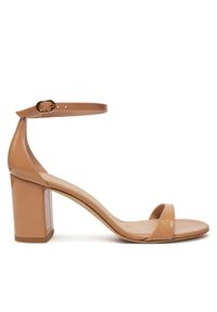 Stuart Weitzman Sandały Nudist Block 75 SJ983 Beżowy. Kolor: beżowy. Materiał: skóra, lakier #1