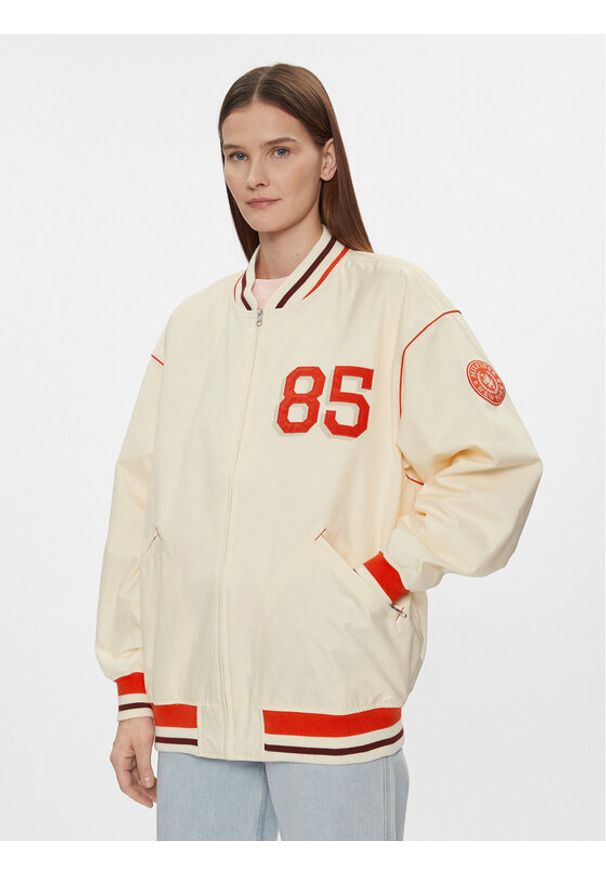 TOMMY HILFIGER - Tommy Hilfiger Kurtka bomber Baseball WW0WW40477 Beżowy Oversize. Kolor: beżowy. Materiał: syntetyk