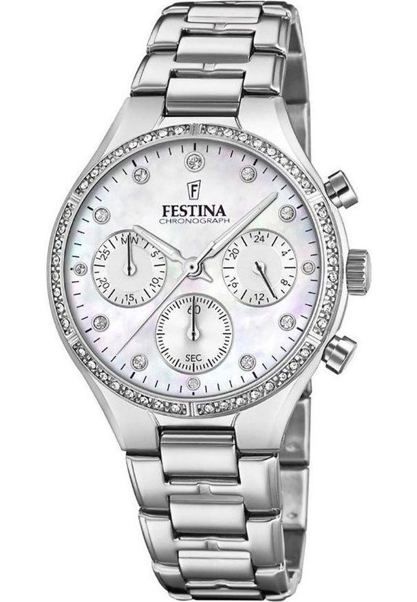 Zegarek Festina Zegarek damski Festina F20401-1 CYRKONIE srebrny. Kolor: srebrny