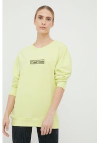 Calvin Klein Underwear bluza damska kolor żółty z aplikacją. Kolor: żółty. Materiał: dzianina, poliester. Długość rękawa: długi rękaw. Długość: długie. Wzór: aplikacja