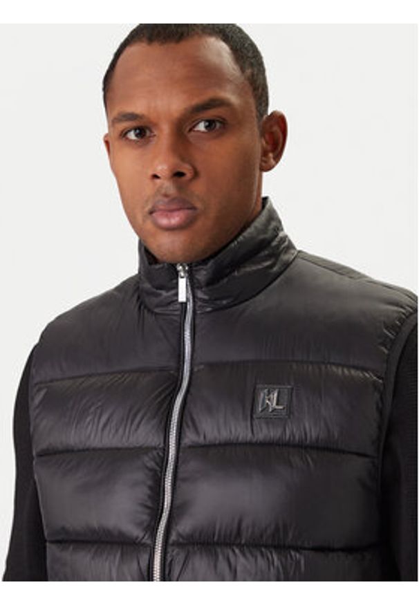 Karl Lagerfeld - KARL LAGERFELD Kamizelka 505091 561590 Czarny Regular Fit. Typ kołnierza: dekolt w karo. Kolor: czarny. Materiał: syntetyk