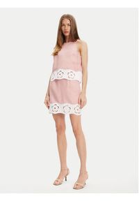 STAUD Spódnica mini Margaux R25S6138LN Różowy Regular Fit. Kolor: różowy. Materiał: len #5