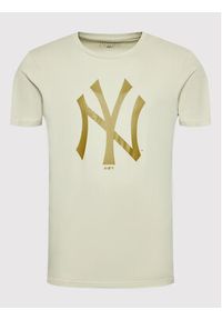 New Era T-Shirt New York Yankees MLB Logo 12033497 Beżowy Regular Fit. Kolor: beżowy. Materiał: bawełna #4