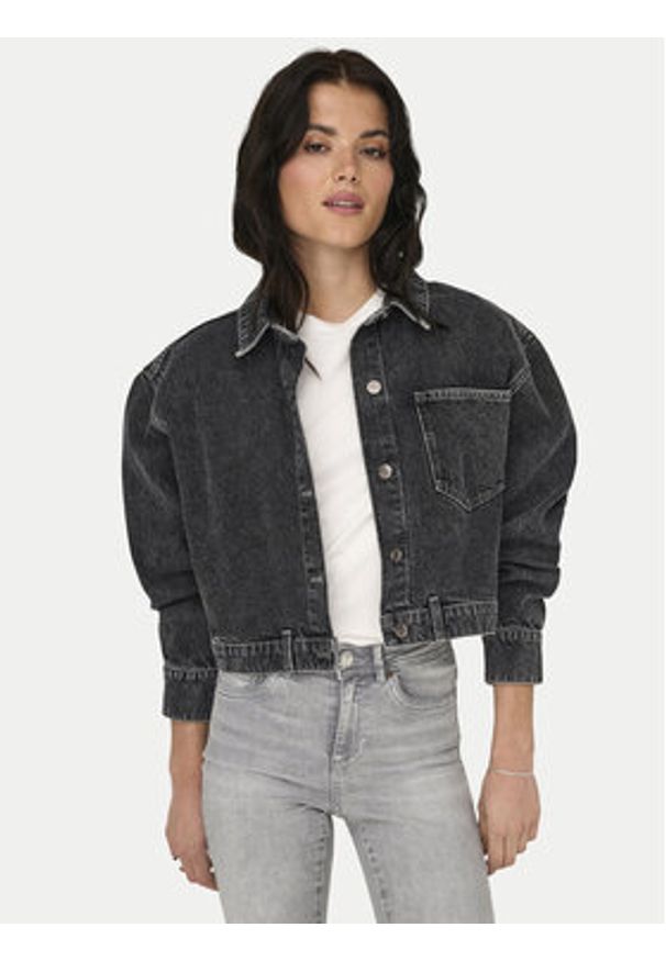 only - ONLY Kurtka jeansowa Emaline 15330000 Szary Loose Fit. Kolor: szary. Materiał: bawełna
