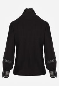 Born2be - Czarna Koszula ze Stójką i Koronką Argochis. Typ kołnierza: kołnierzyk stójkowy. Kolor: czarny. Materiał: koronka. Wzór: koronka #8