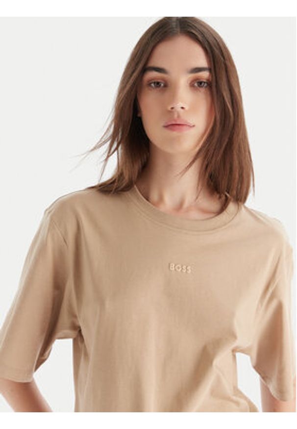 BOSS T-Shirt C_Enis 50523256 Beżowy Oversize. Kolor: beżowy. Materiał: bawełna