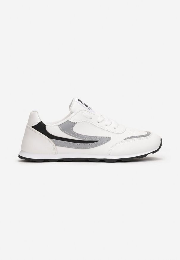 Renee - Białe Buty Sportowe Regines. Wysokość cholewki: przed kostkę. Kolor: biały. Materiał: dresówka, materiał. Szerokość cholewki: normalna. Obcas: na płaskiej podeszwie