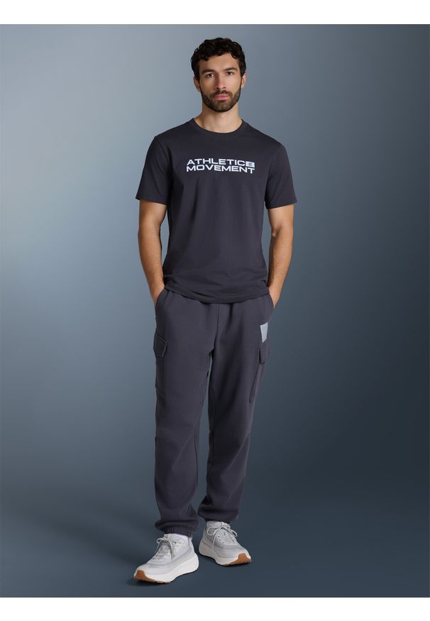 4f - 4F Spodnie dresowe joggery męskie - szare S. Kolor: szary. Materiał: dresówka