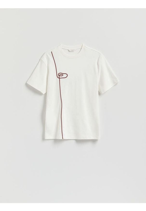 Reserved - T-shirt comfort fit - biały. Kolor: biały. Materiał: bawełna, dzianina