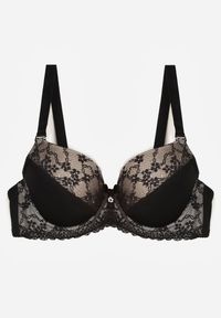 Born2be - Czarno-Beżowy Biustonosz Ozdobiony Cyrkoniami i Koronką Corraella. Kolor: czarny. Materiał: koronka. Wzór: koronka, aplikacja #7