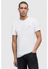 AllSaints – T-shirt TONIC V-NECK MD001M. Okazja: na co dzień. Kolor: biały. Wzór: aplikacja. Styl: casual #1