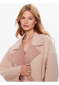 Calvin Klein Płaszcz wełniany K20K205855 Różowy Regular Fit. Kolor: różowy. Materiał: wełna #6