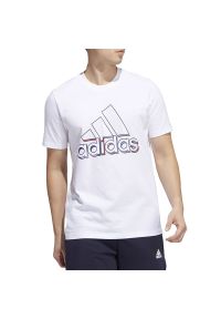 Adidas - Koszulka adidas Dynamic Sport Graphic HK9160 - biała. Kolor: biały. Materiał: prążkowany, bawełna. Długość rękawa: krótki rękaw. Długość: krótkie