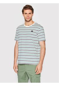 Wood Wood T-Shirt Ace Stripe 10285704-2222 Beżowy Regular Fit. Kolor: beżowy. Materiał: bawełna