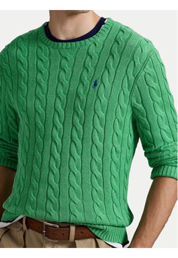 Polo Ralph Lauren Sweter 710775885523 Zielony Regular Fit. Typ kołnierza: polo. Kolor: zielony. Materiał: bawełna