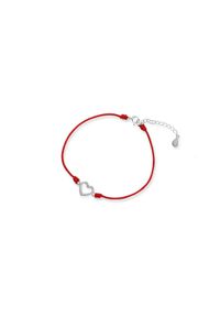 W.KRUK - Bransoletka srebrna celebrytka na czerwonym sznurku serce. Materiał: srebrne. Kolor: wielokolorowy, srebrny, czerwony. Wzór: aplikacja. Kamień szlachetny: cyrkonia #1