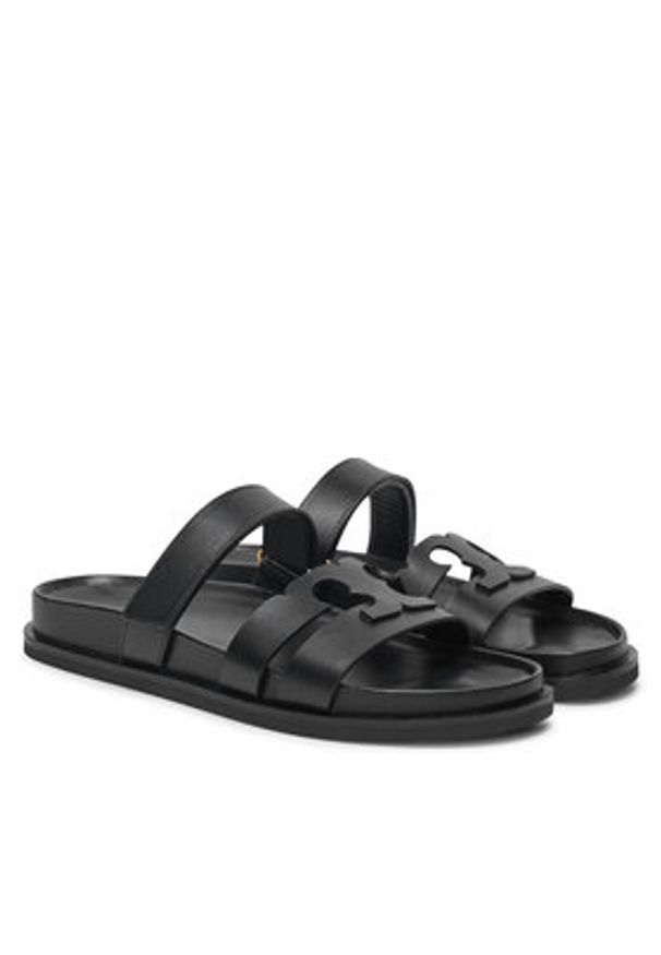 Tory Burch Klapki Ines Sport Slide 161636 Czarny. Kolor: czarny. Materiał: skóra. Styl: sportowy